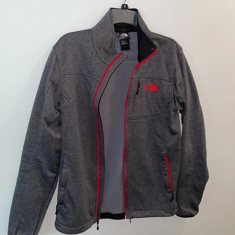 The North Face Men's Charcoal Jacket with Red Trim